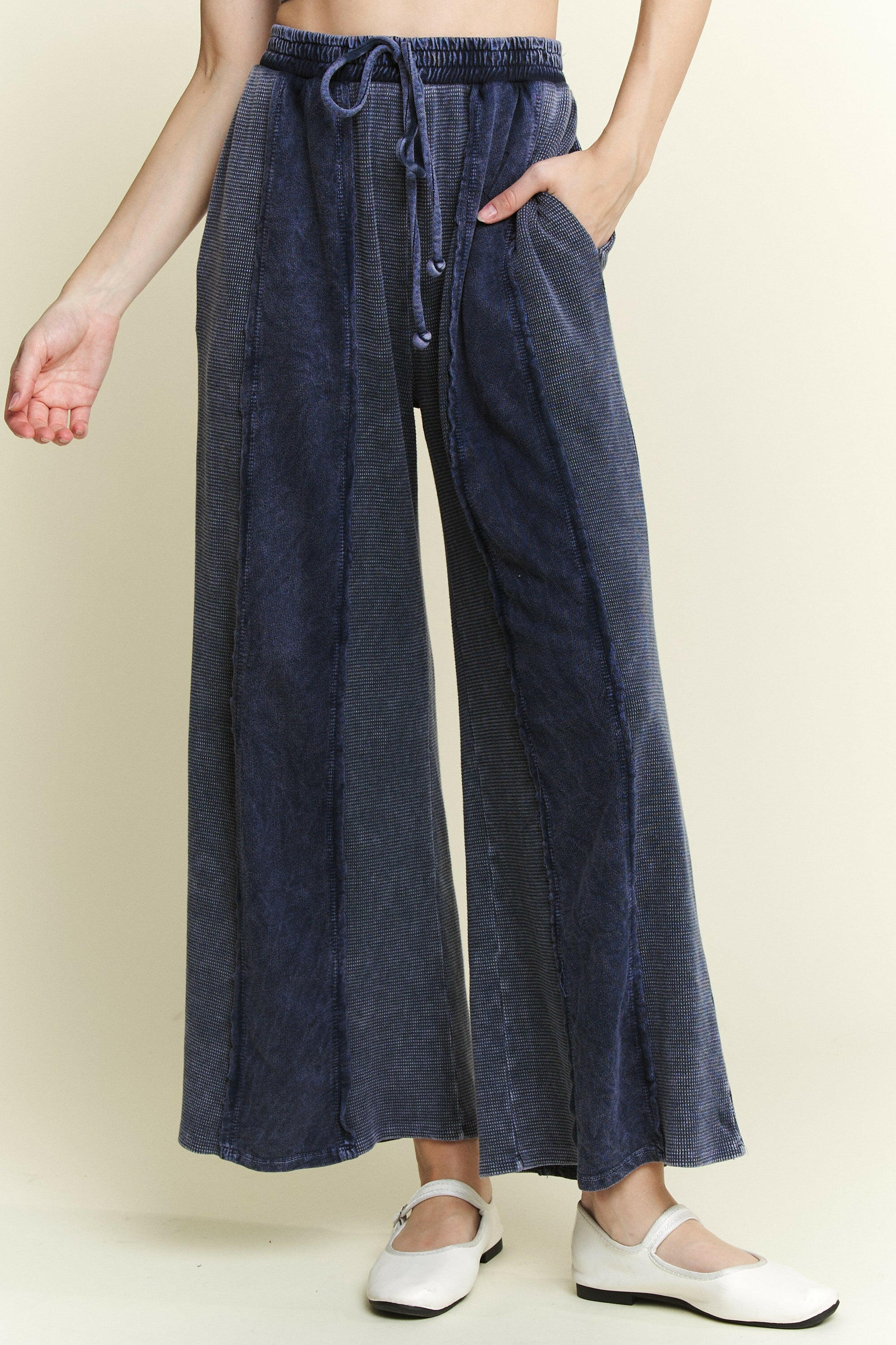Mineral Wash Waffle Cropped Pants-Pants-Krush Kandy, Women's Online Fashion Boutique Located in Phoenix, Arizona (Scottsdale Area)