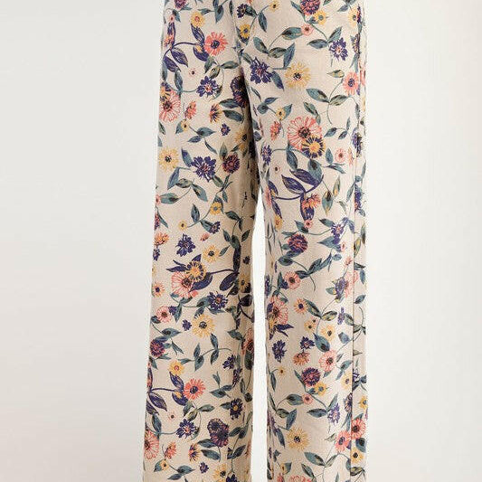 WASHED FLORAL PRINT DENIM TWILL PANTS-Krush Kandy, Women's Online Fashion Boutique Located in Phoenix, Arizona (Scottsdale Area)