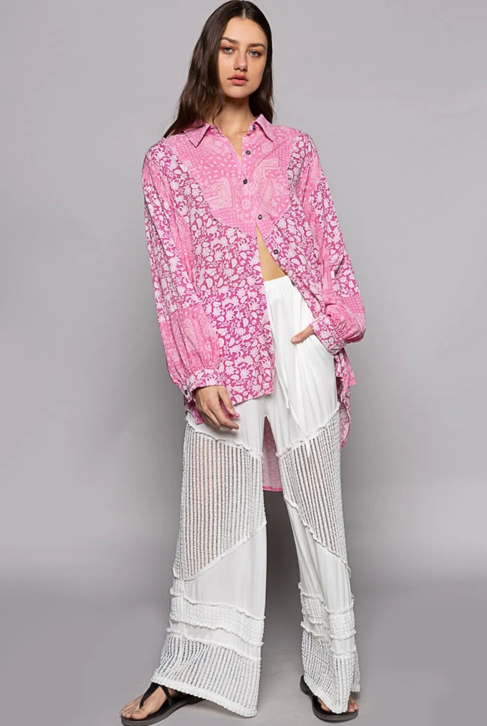 POL Button Down Long Sleeve Paisley Print Shirt-Krush Kandy, Women's Online Fashion Boutique Located in Phoenix, Arizona (Scottsdale Area)