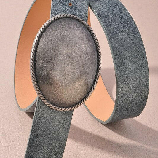 Western Oval Buckle Leather Belt-Belts-Krush Kandy, Women's Online Fashion Boutique Located in Phoenix, Arizona (Scottsdale Area)