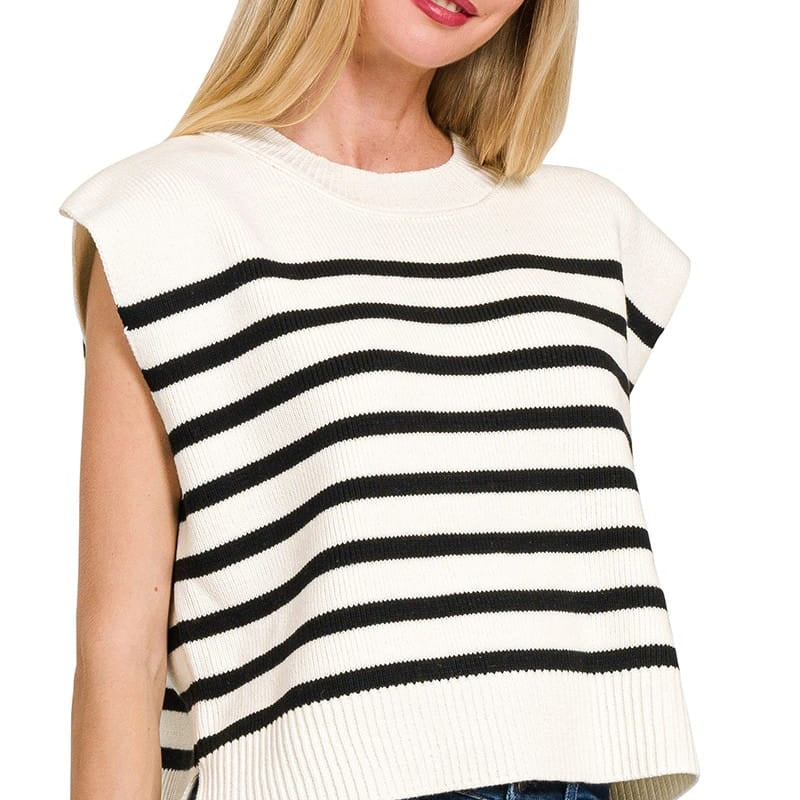 The Modern Muse Stripe Sweater Vest Top