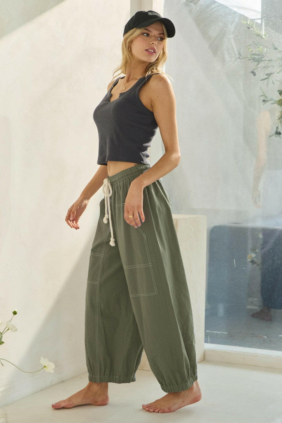 ODDI Balloon Shaped Cotton Pants-Bottoms-Krush Kandy, Women's Online Fashion Boutique Located in Phoenix, Arizona (Scottsdale Area)