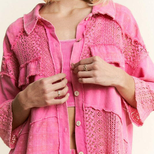 Sweet Stitch Button Down-Tops-Krush Kandy, Women's Online Fashion Boutique Located in Phoenix, Arizona (Scottsdale Area)
