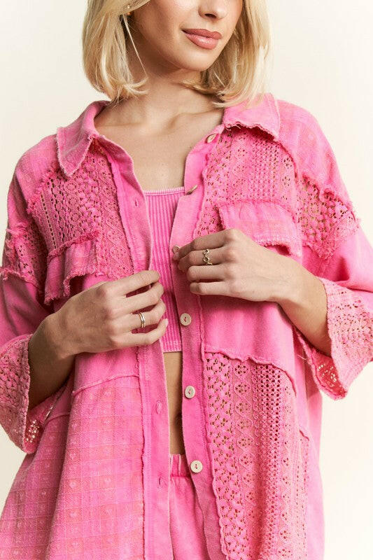 Sweet Stitch Button Down-Tops-Krush Kandy, Women's Online Fashion Boutique Located in Phoenix, Arizona (Scottsdale Area)