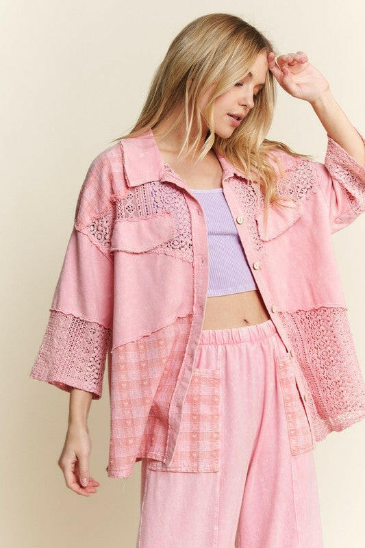 Sweet Stitch Button Down-Tops-Krush Kandy, Women's Online Fashion Boutique Located in Phoenix, Arizona (Scottsdale Area)