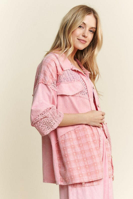 Sweet Stitch Button Down-Tops-Krush Kandy, Women's Online Fashion Boutique Located in Phoenix, Arizona (Scottsdale Area)