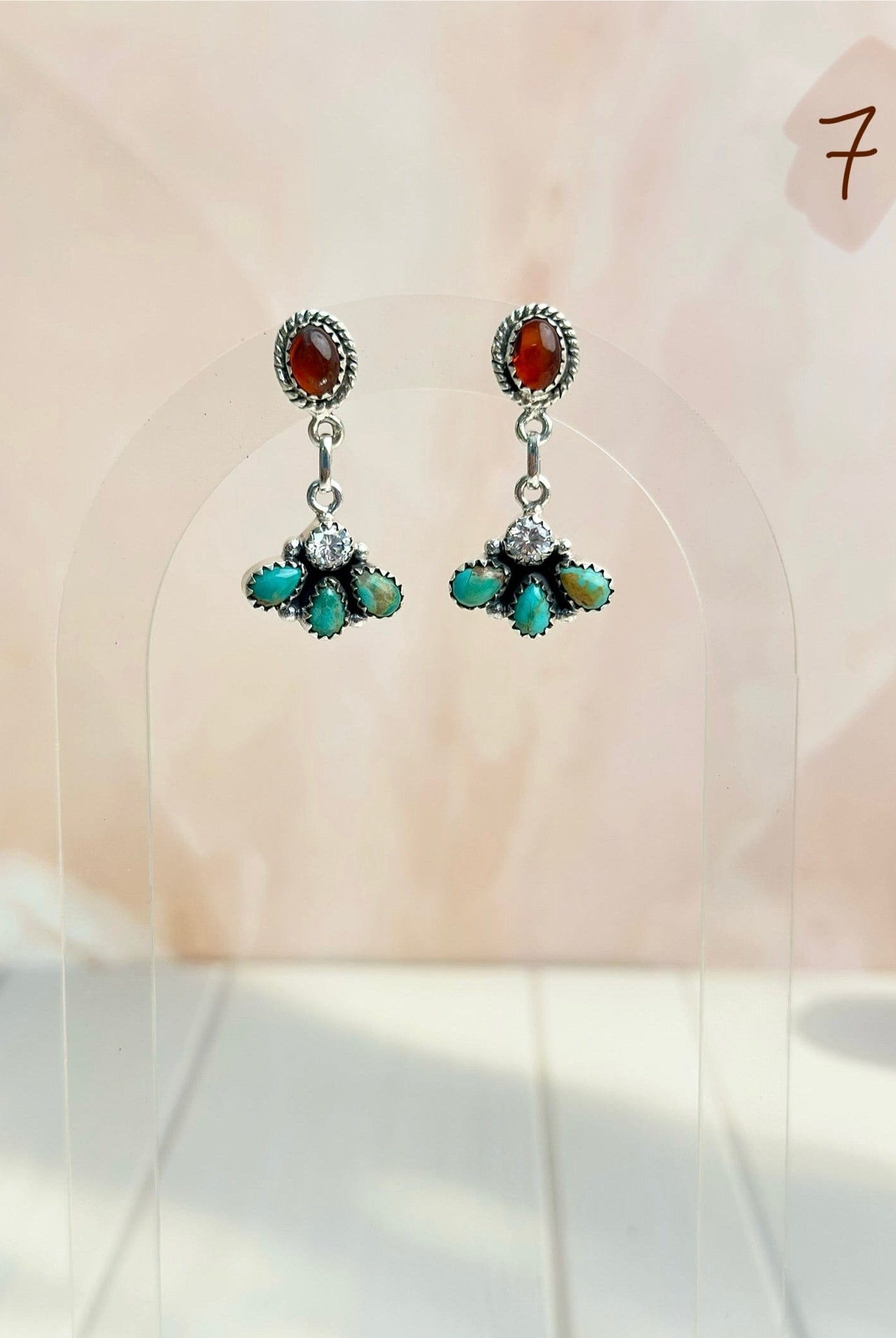 Amber, Turquoise & Crystals Mixed Earrings-Earrings-Krush Kandy, Women's Online Fashion Boutique Located in Phoenix, Arizona (Scottsdale Area)
