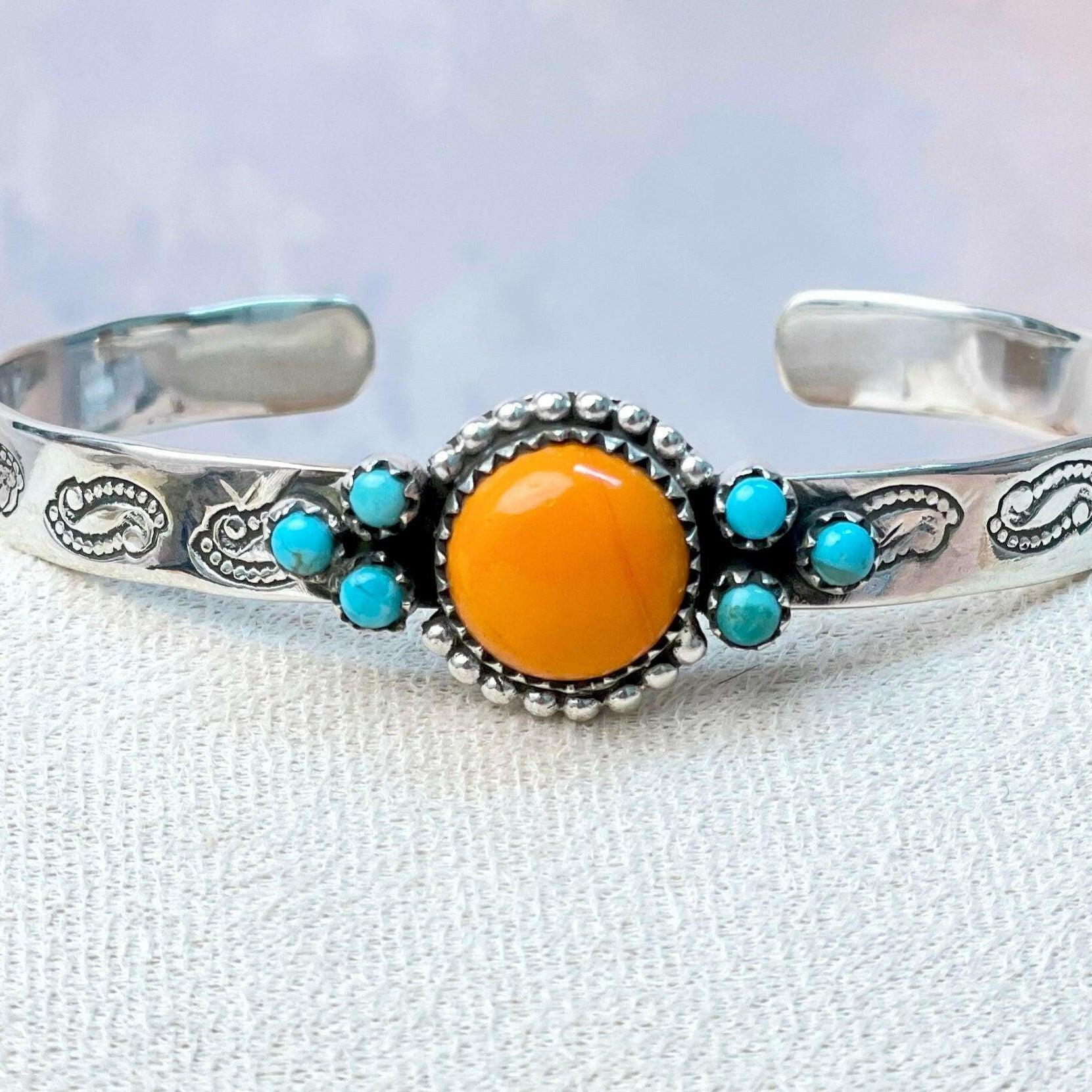 Rosarita Round Bar Turquoise Cuff-Bracelets-Krush Kandy, Women's Online Fashion Boutique Located in Phoenix, Arizona (Scottsdale Area)