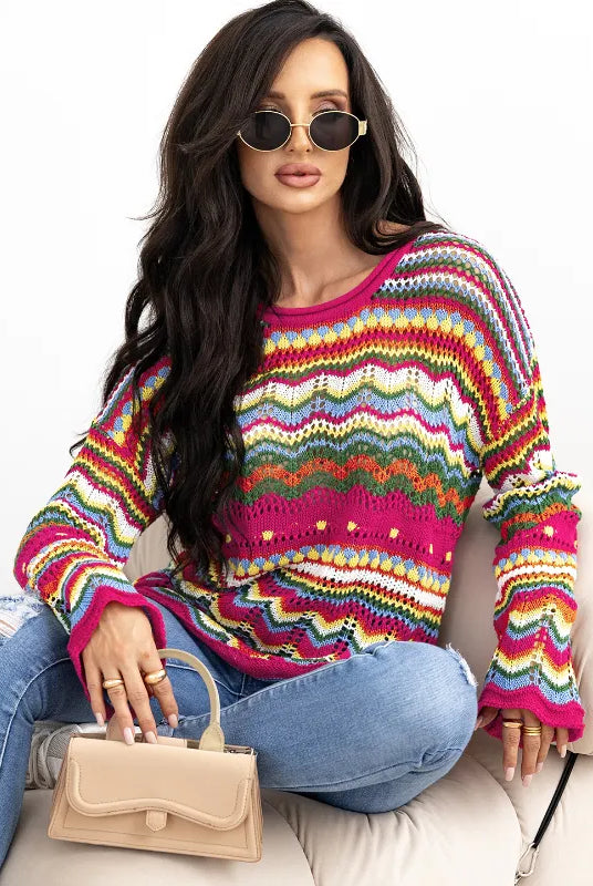 Sunburst Stitches Knit Sweater-Sweaters-Krush Kandy, Women's Online Fashion Boutique Located in Phoenix, Arizona (Scottsdale Area)