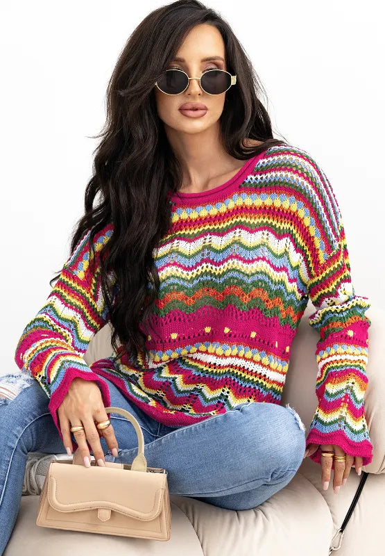 Sunburst Stitches Knit Sweater-Sweaters-Krush Kandy, Women's Online Fashion Boutique Located in Phoenix, Arizona (Scottsdale Area)