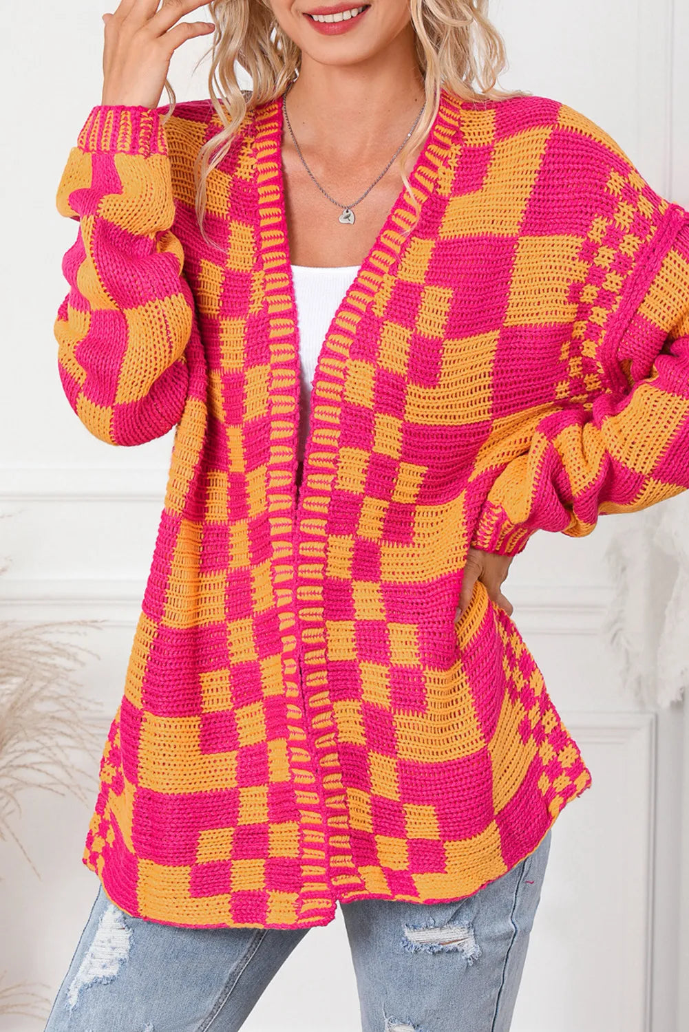 Bold Checkerboard Cardigan-Cardigans-Krush Kandy, Women's Online Fashion Boutique Located in Phoenix, Arizona (Scottsdale Area)