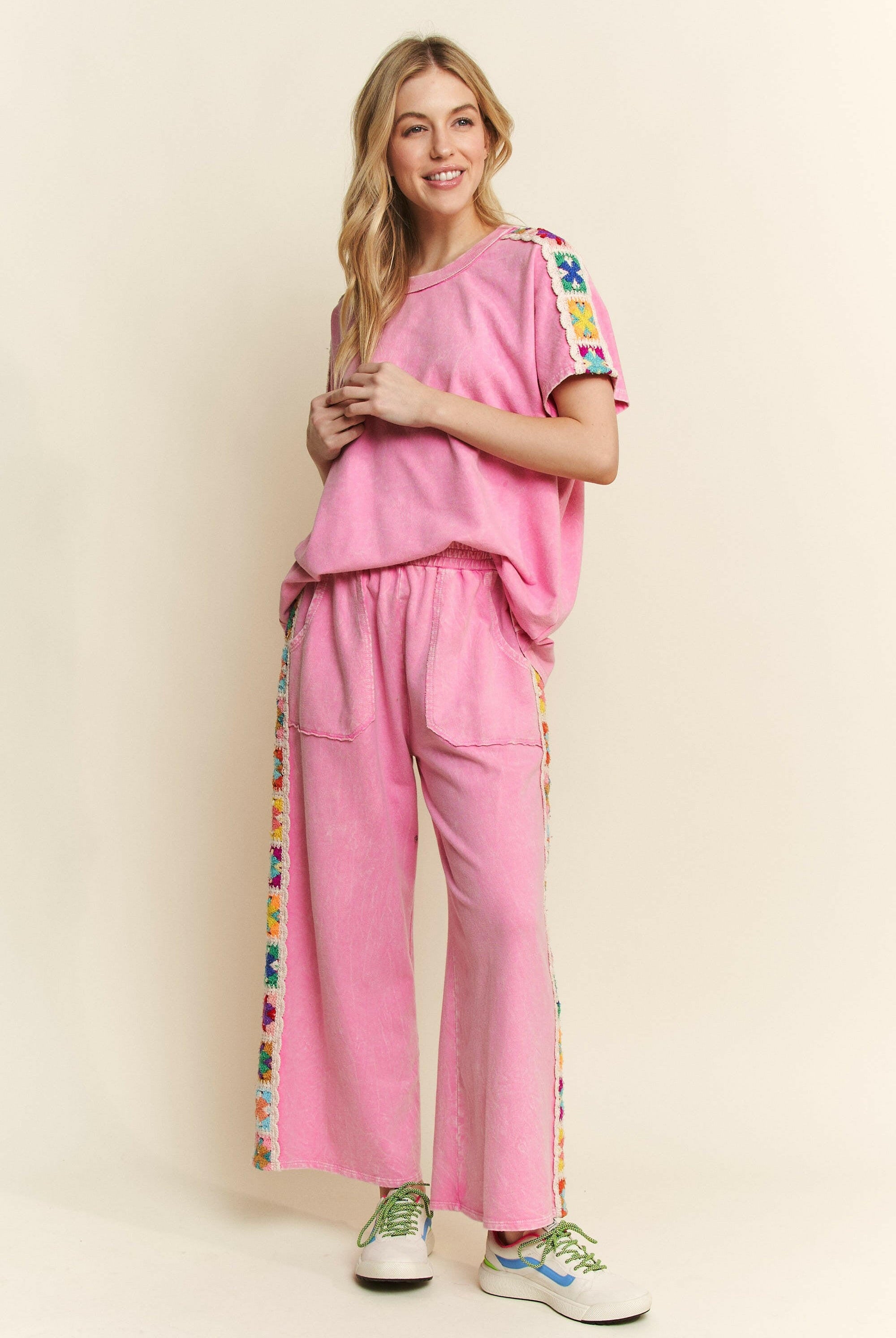 Crochet Patch Detail Pants-Pants-Krush Kandy, Women's Online Fashion Boutique Located in Phoenix, Arizona (Scottsdale Area)
