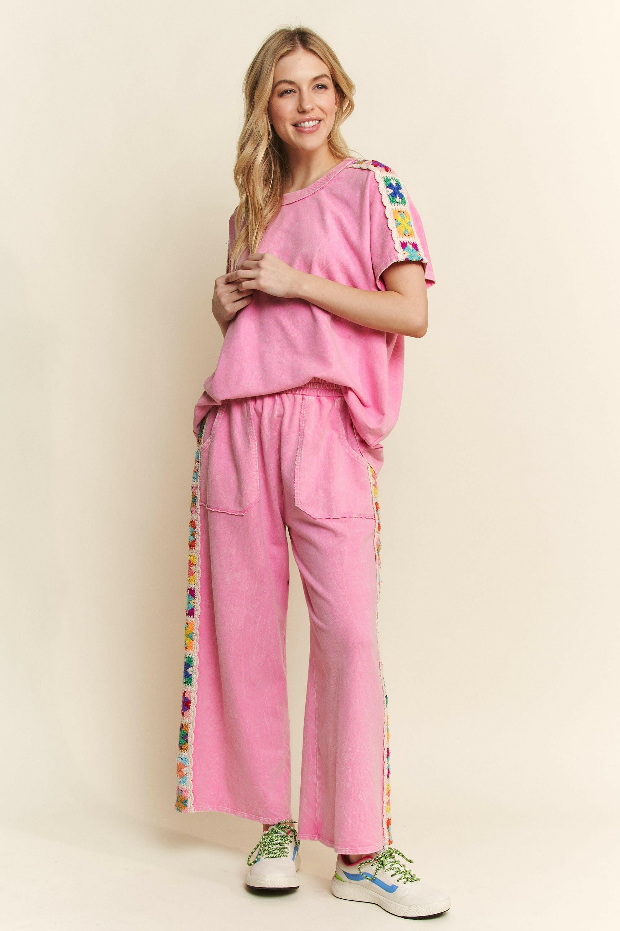 Crochet Patch Detail Pants-Pants-Krush Kandy, Women's Online Fashion Boutique Located in Phoenix, Arizona (Scottsdale Area)
