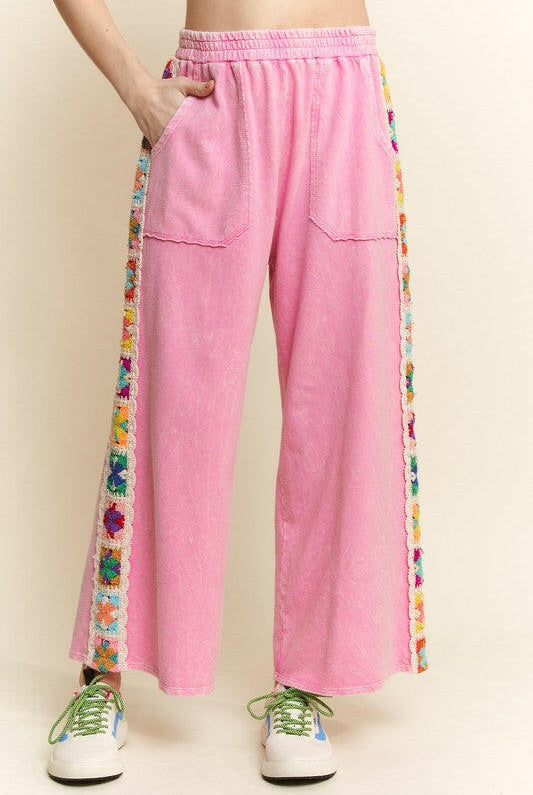 Crochet Patch Detail Pants-Pants-Krush Kandy, Women's Online Fashion Boutique Located in Phoenix, Arizona (Scottsdale Area)