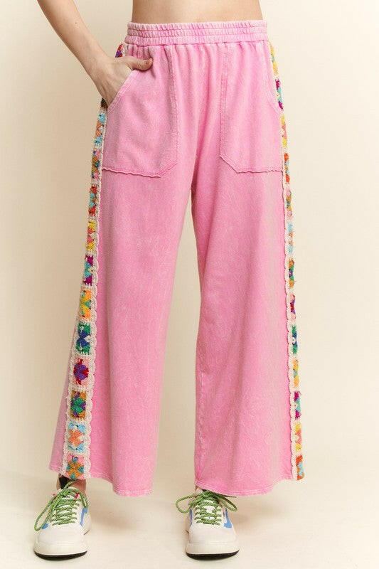 Crochet Patch Detail Pants-Pants-Krush Kandy, Women's Online Fashion Boutique Located in Phoenix, Arizona (Scottsdale Area)