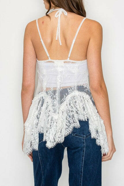 Ruffled Lace Cami Tunic-Tanks-Krush Kandy, Women's Online Fashion Boutique Located in Phoenix, Arizona (Scottsdale Area)