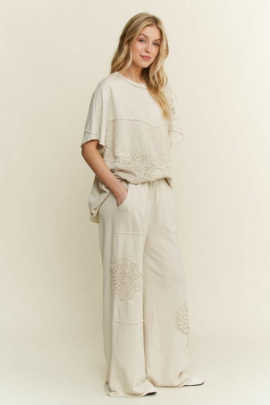 Vintage Lace Patch Lounge Pants-PANTS-Krush Kandy, Women's Online Fashion Boutique Located in Phoenix, Arizona (Scottsdale Area)