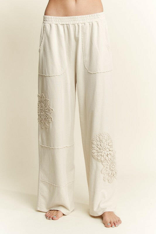 Vintage Lace Patch Lounge Pants-PANTS-Krush Kandy, Women's Online Fashion Boutique Located in Phoenix, Arizona (Scottsdale Area)