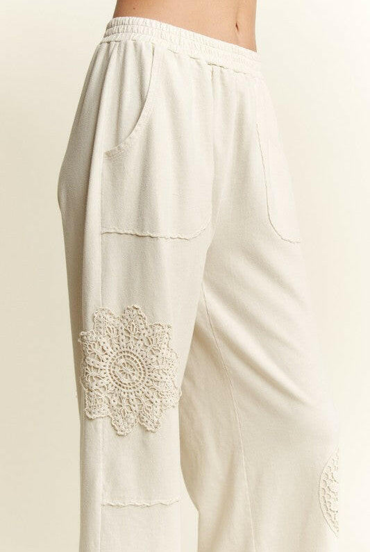 Vintage Lace Patch Lounge Pants-PANTS-Krush Kandy, Women's Online Fashion Boutique Located in Phoenix, Arizona (Scottsdale Area)