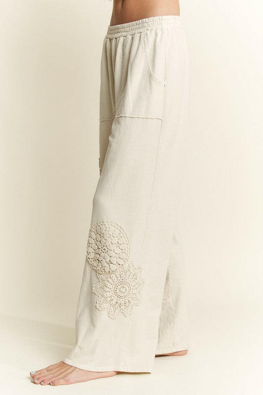 Vintage Lace Patch Lounge Pants-PANTS-Krush Kandy, Women's Online Fashion Boutique Located in Phoenix, Arizona (Scottsdale Area)