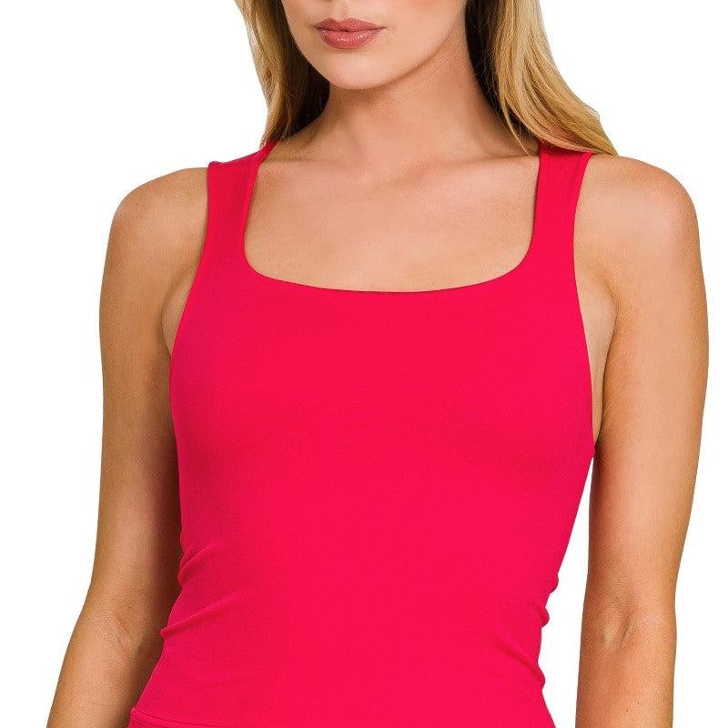 Seamless Double Layered Square Neck Tank Top
