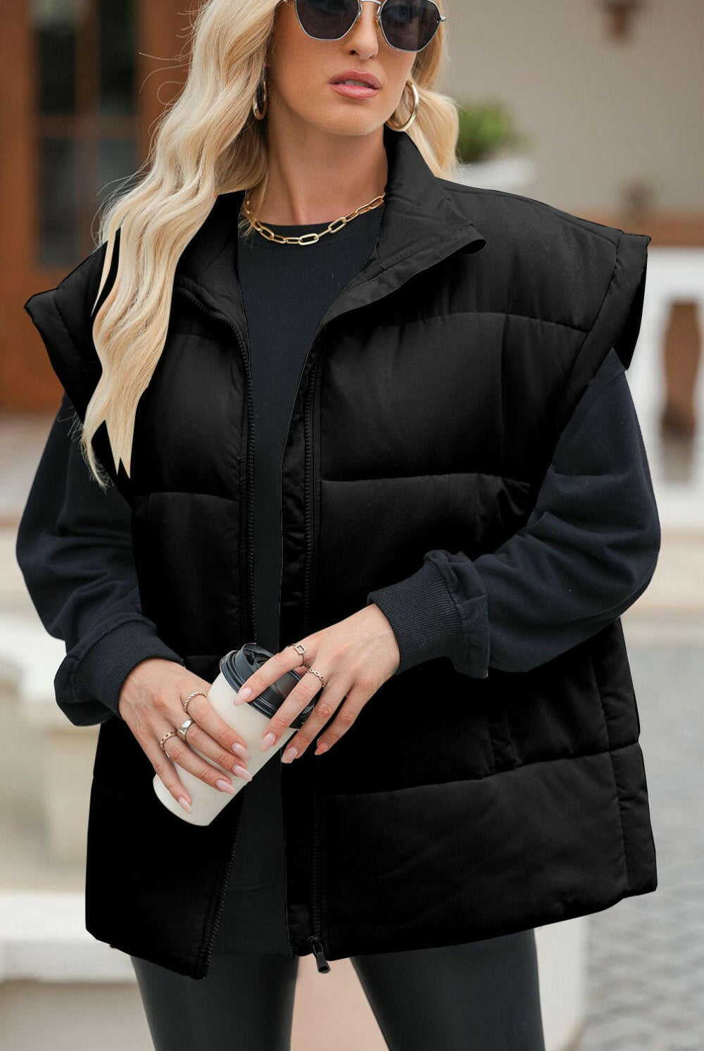 Zip Up Puffer Vest Coat with Pockets-Krush Kandy, Women's Online Fashion Boutique Located in Phoenix, Arizona (Scottsdale Area)