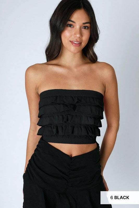 Layered Ruffle Tube Top-Tanks-Krush Kandy, Women's Online Fashion Boutique Located in Phoenix, Arizona (Scottsdale Area)