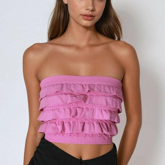 Layered Ruffle Tube Top-Tanks-Krush Kandy, Women's Online Fashion Boutique Located in Phoenix, Arizona (Scottsdale Area)