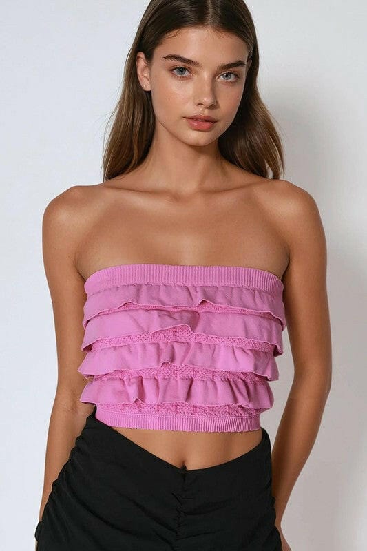 Layered Ruffle Tube Top-Tanks-Krush Kandy, Women's Online Fashion Boutique Located in Phoenix, Arizona (Scottsdale Area)