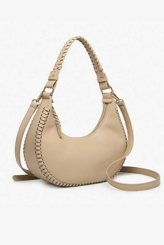 Aria Whipstitch Crescent Shoulder Bag-handbags-Krush Kandy, Women's Online Fashion Boutique Located in Phoenix, Arizona (Scottsdale Area)