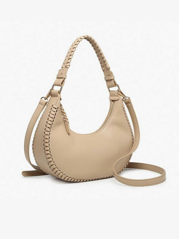 Aria Whipstitch Crescent Shoulder Bag-handbags-Krush Kandy, Women's Online Fashion Boutique Located in Phoenix, Arizona (Scottsdale Area)