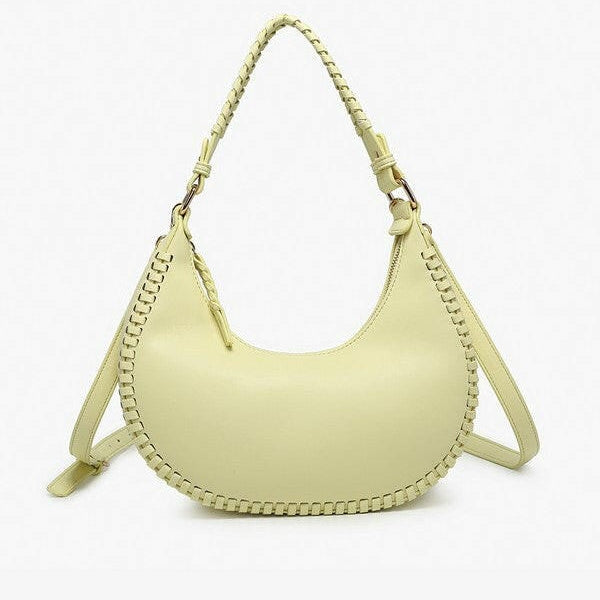 Aria Whipstitch Crescent Shoulder Bag-handbags-Krush Kandy, Women's Online Fashion Boutique Located in Phoenix, Arizona (Scottsdale Area)