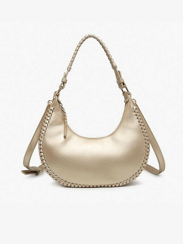 Aria Whipstitch Crescent Shoulder Bag-handbags-Krush Kandy, Women's Online Fashion Boutique Located in Phoenix, Arizona (Scottsdale Area)