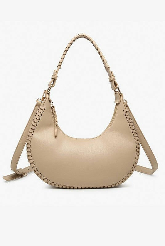 Aria Whipstitch Crescent Shoulder Bag-handbags-Krush Kandy, Women's Online Fashion Boutique Located in Phoenix, Arizona (Scottsdale Area)
