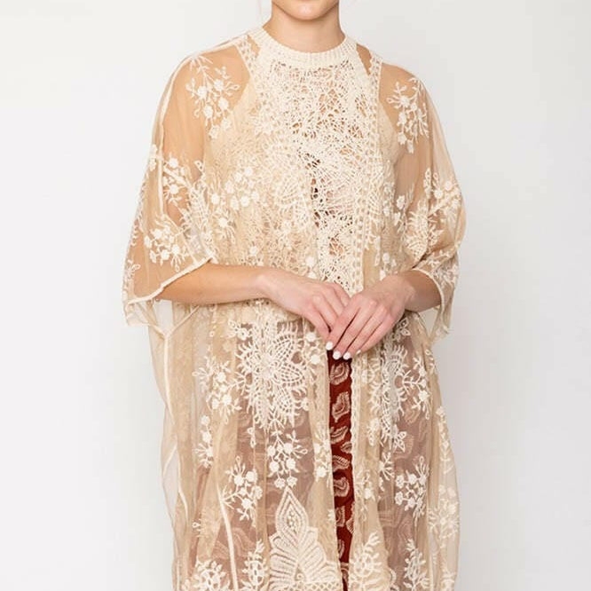 Meadow Bloom Lace Kimono-Kimono-Krush Kandy, Women's Online Fashion Boutique Located in Phoenix, Arizona (Scottsdale Area)