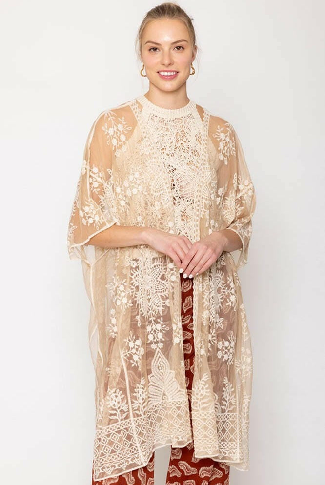 Meadow Bloom Lace Kimono-Kimono-Krush Kandy, Women's Online Fashion Boutique Located in Phoenix, Arizona (Scottsdale Area)