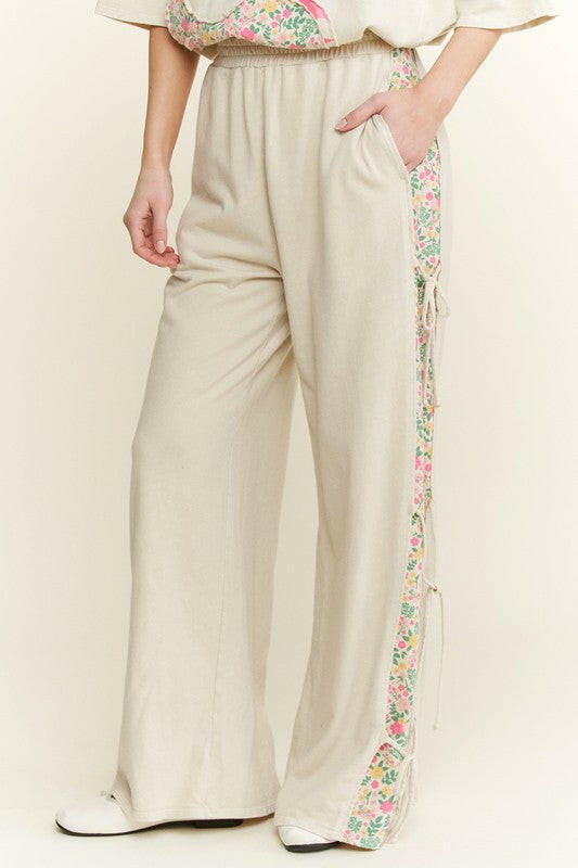 J.HER Floral Side Tie Pants-Pants-Krush Kandy, Women's Online Fashion Boutique Located in Phoenix, Arizona (Scottsdale Area)