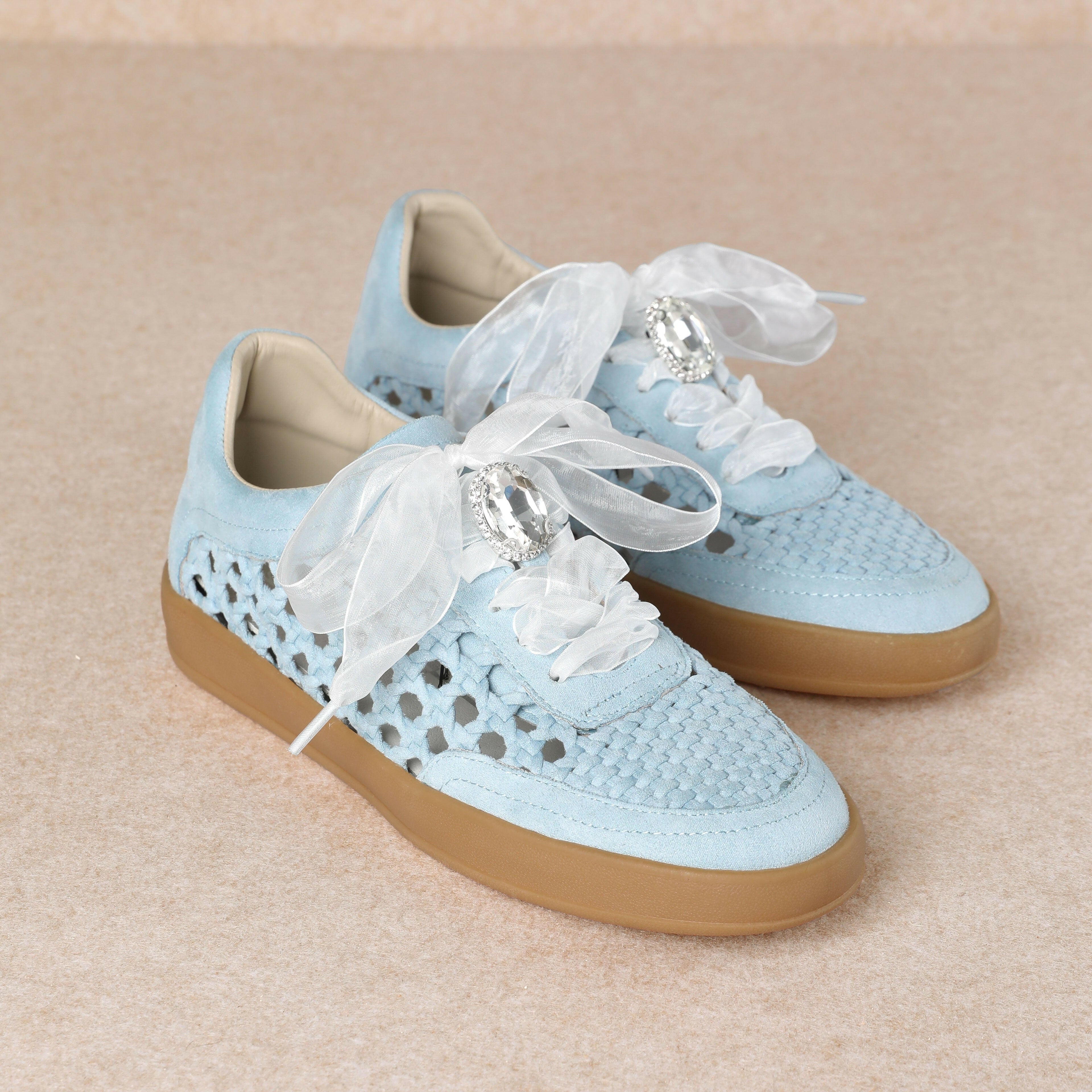 Giselle Suede And Woven Panels Sneakers-Shoes-Krush Kandy, Women's Online Fashion Boutique Located in Phoenix, Arizona (Scottsdale Area)