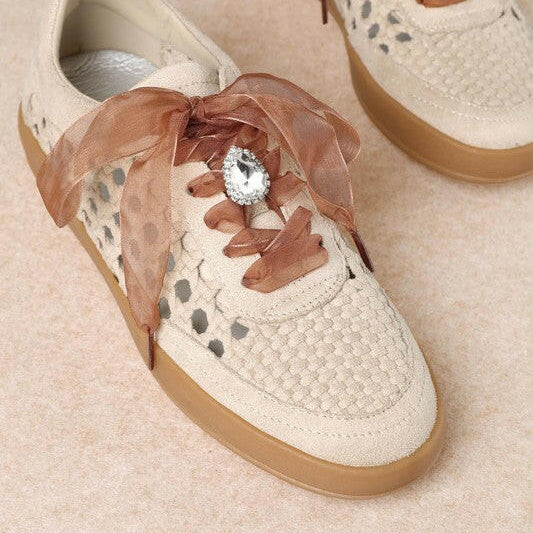Giselle Suede And Woven Panels Sneakers-Shoes-Krush Kandy, Women's Online Fashion Boutique Located in Phoenix, Arizona (Scottsdale Area)