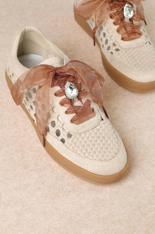 Giselle Suede And Woven Panels Sneakers-Shoes-Krush Kandy, Women's Online Fashion Boutique Located in Phoenix, Arizona (Scottsdale Area)