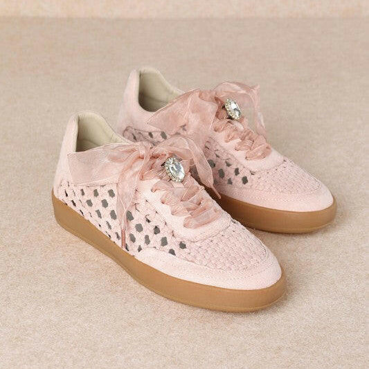 Giselle Suede And Woven Panels Sneakers-Shoes-Krush Kandy, Women's Online Fashion Boutique Located in Phoenix, Arizona (Scottsdale Area)