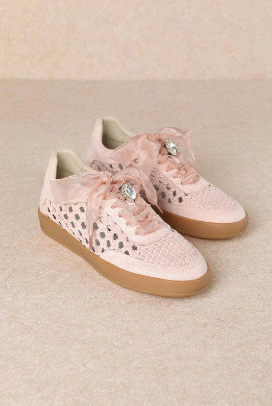 Giselle Suede And Woven Panels Sneakers-Shoes-Krush Kandy, Women's Online Fashion Boutique Located in Phoenix, Arizona (Scottsdale Area)