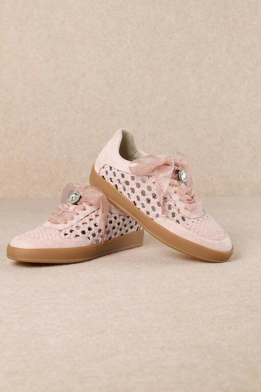 Giselle Suede And Woven Panels Sneakers-Shoes-Krush Kandy, Women's Online Fashion Boutique Located in Phoenix, Arizona (Scottsdale Area)