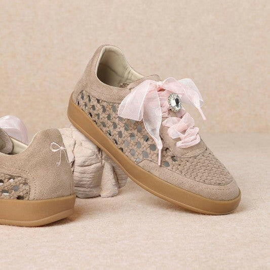 Giselle Suede And Woven Panels Sneakers-Shoes-Krush Kandy, Women's Online Fashion Boutique Located in Phoenix, Arizona (Scottsdale Area)