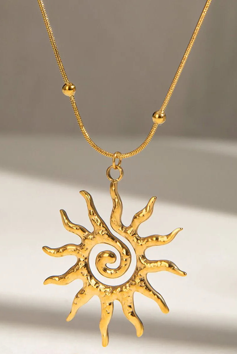 18K Gold-Plated Sun Pendant Necklace-Necklaces-Krush Kandy, Women's Online Fashion Boutique Located in Phoenix, Arizona (Scottsdale Area)