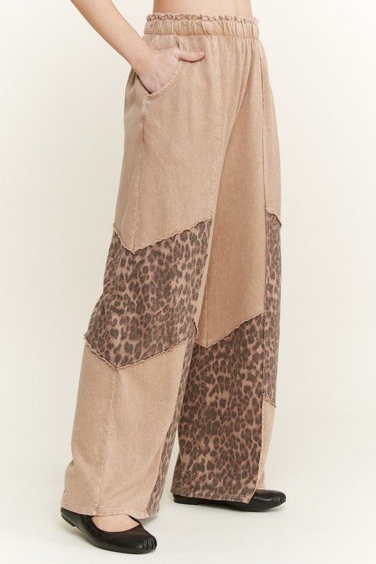 Mineral Washed Leopard Animal Patchwork Pants-pants-Krush Kandy, Women's Online Fashion Boutique Located in Phoenix, Arizona (Scottsdale Area)