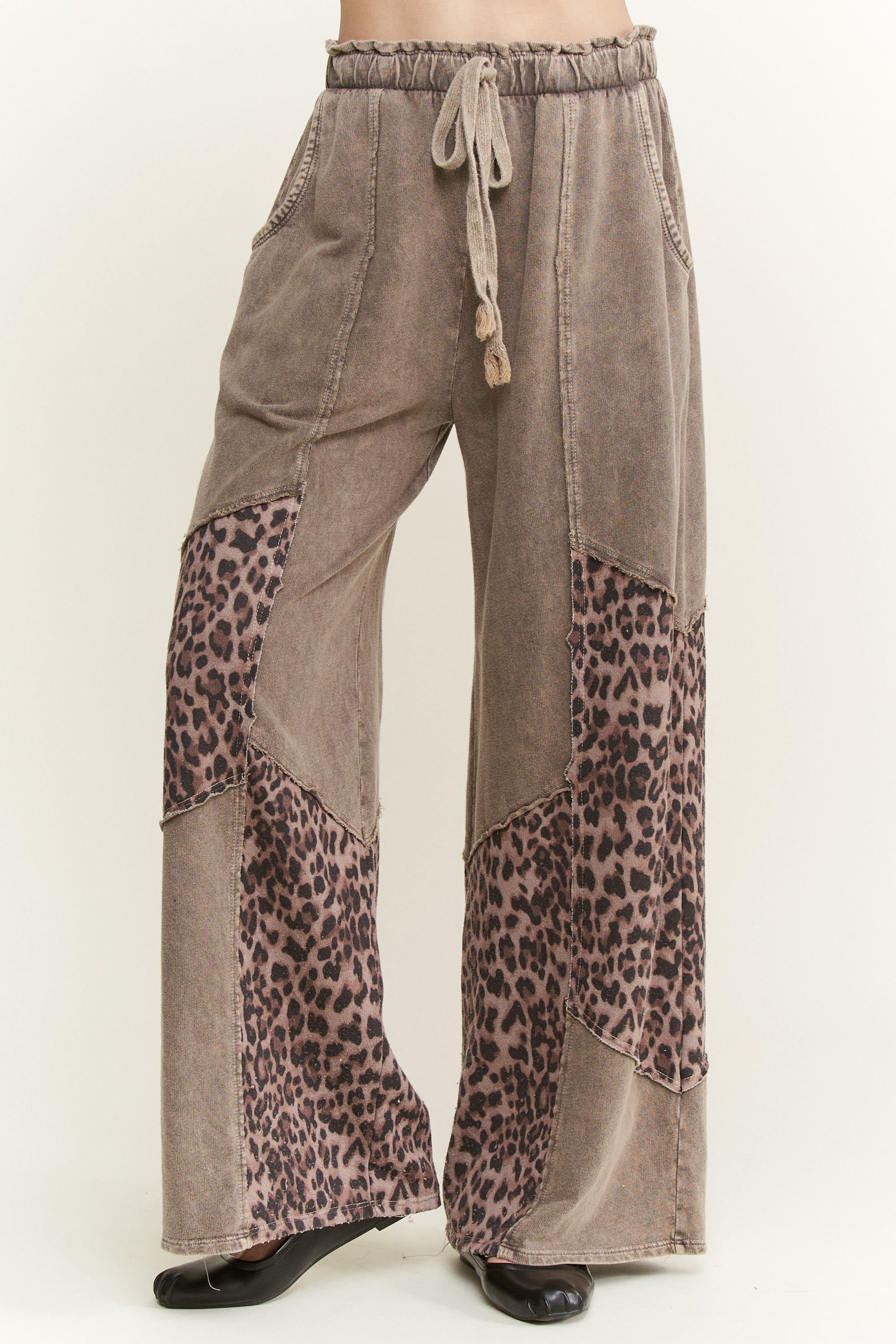 Mineral Washed Leopard Animal Patchwork Pants-pants-Krush Kandy, Women's Online Fashion Boutique Located in Phoenix, Arizona (Scottsdale Area)