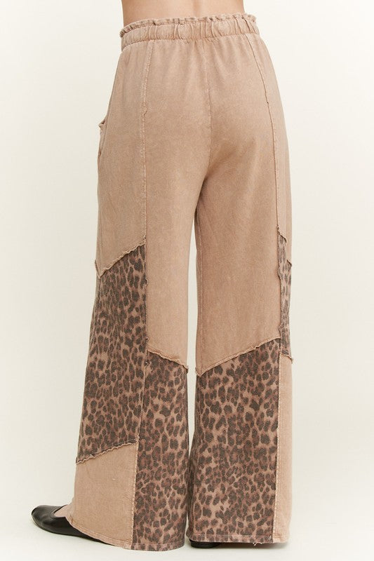 Mineral Washed Leopard Animal Patchwork Pants-pants-Krush Kandy, Women's Online Fashion Boutique Located in Phoenix, Arizona (Scottsdale Area)