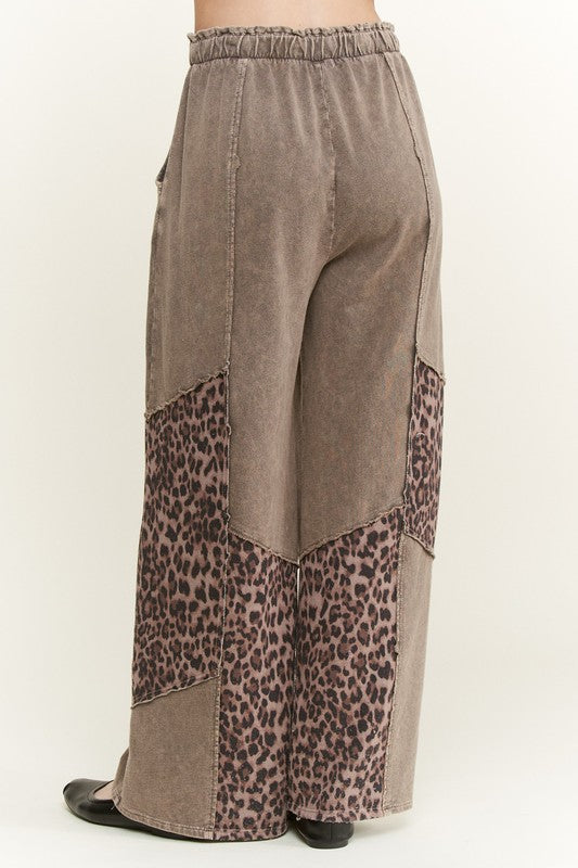 Mineral Washed Leopard Animal Patchwork Pants-pants-Krush Kandy, Women's Online Fashion Boutique Located in Phoenix, Arizona (Scottsdale Area)