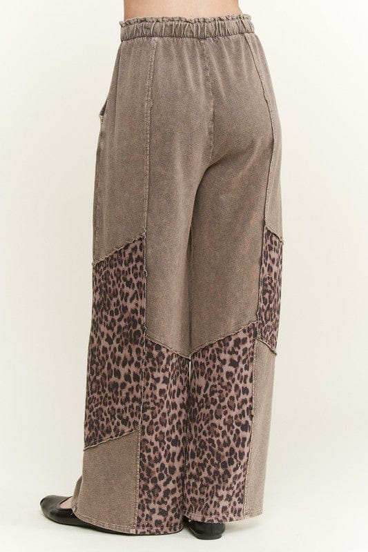Mineral Washed Leopard Animal Patchwork Pants-pants-Krush Kandy, Women's Online Fashion Boutique Located in Phoenix, Arizona (Scottsdale Area)